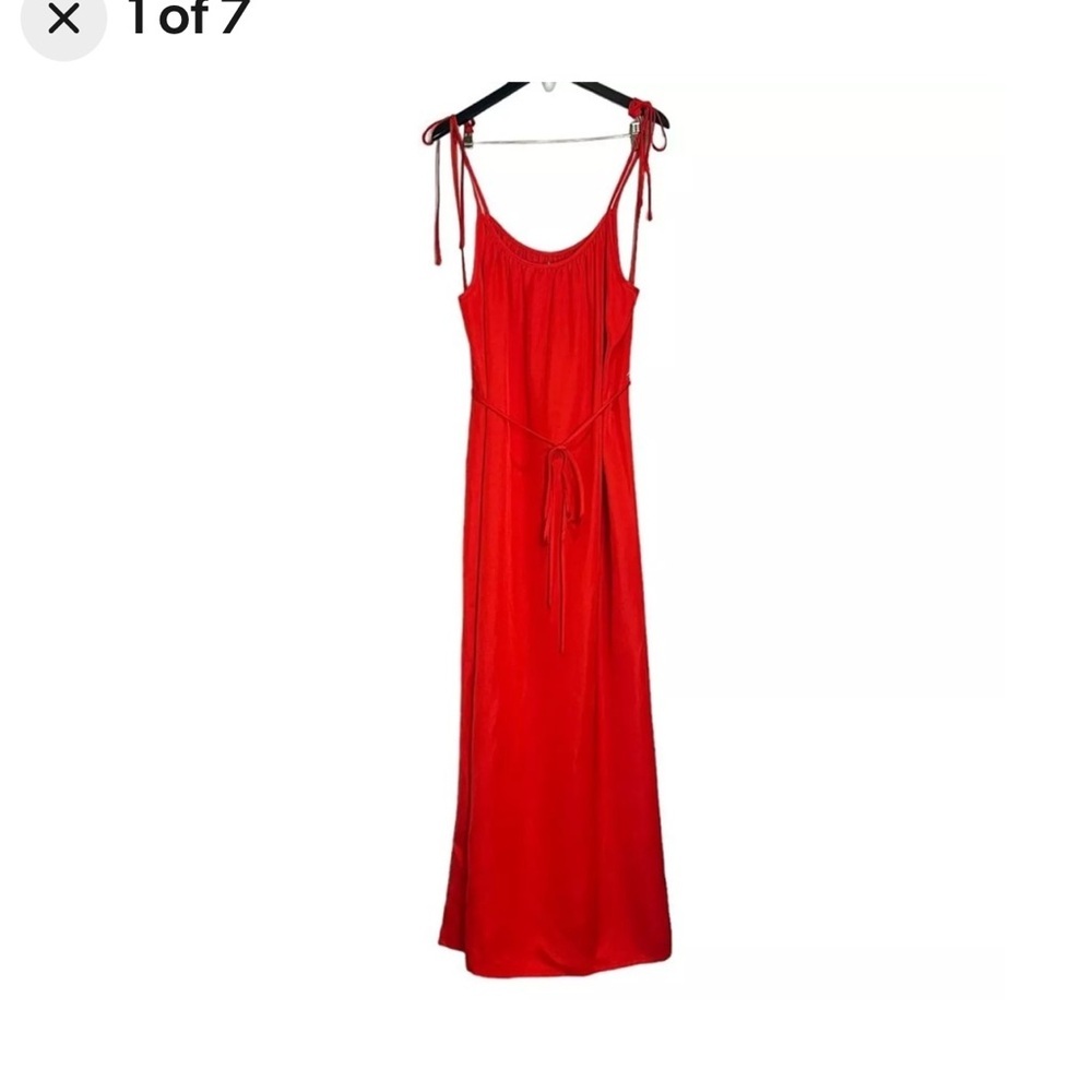 (NWT) Antonio Melani Rayon Viscose Linen Blend Tie Shoulder Maxi Dress